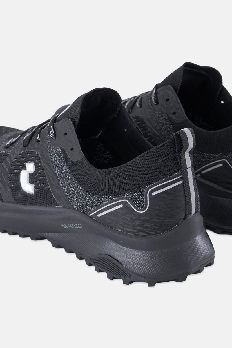 SJ Men Brand Logo Lace Up Outdoor Shoes, Black - Image 2